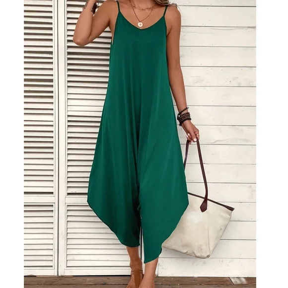 Boho Solid Harem Leg Cami Jumpsuit - Picture 12 of 12